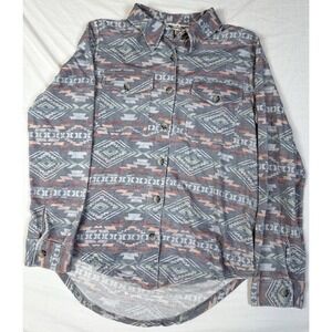 Western Aztec Shirt Wallflower Womens M Button Up NWT Gray Pink
